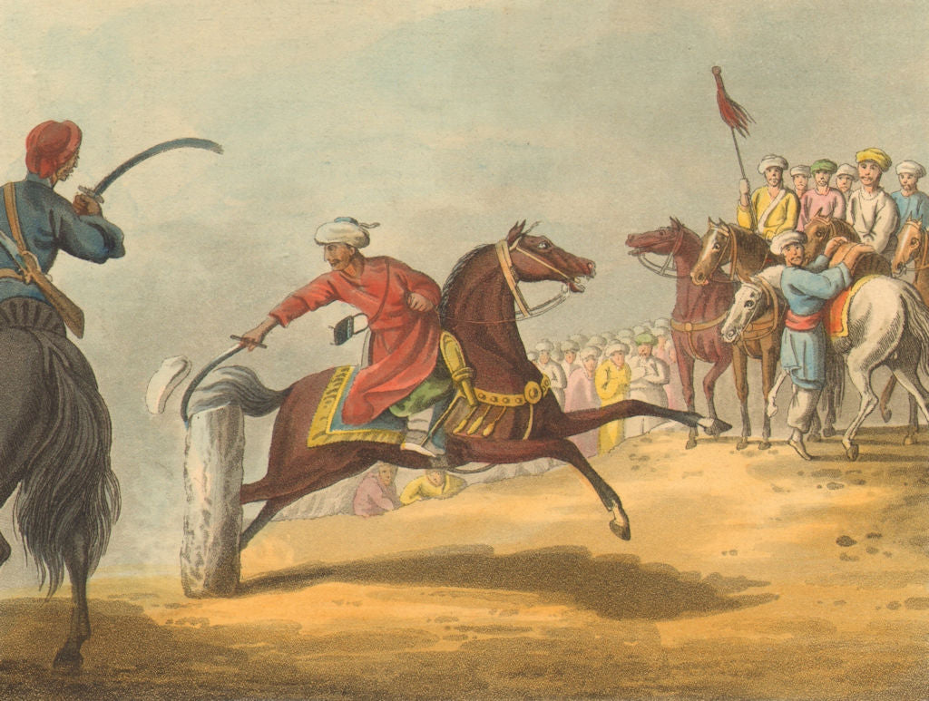 EGYPT. Mamalukes Mamluks exercising Sabre Scimitar horseback (Orme)  1814